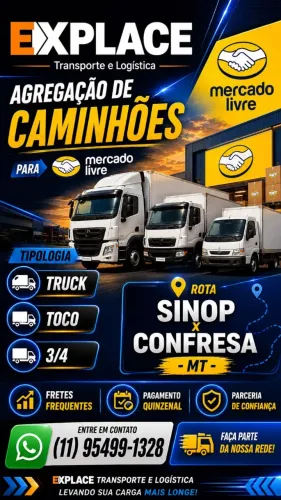 AGREGAMOS CAMINHÕES EM SINOP -MT PARA ROTA ATÉ CONFRESA MT...