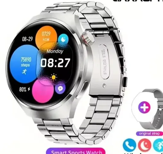 Smartwatch com pulseira inox impermeável GPS faz ligação vem com duas pulseiras
