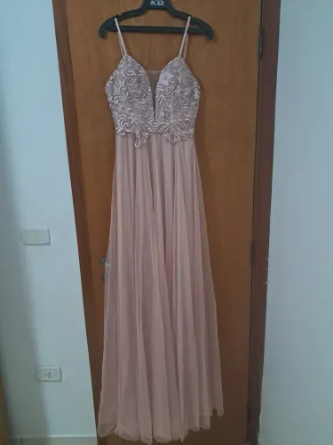 Vestido longo rose com bordado