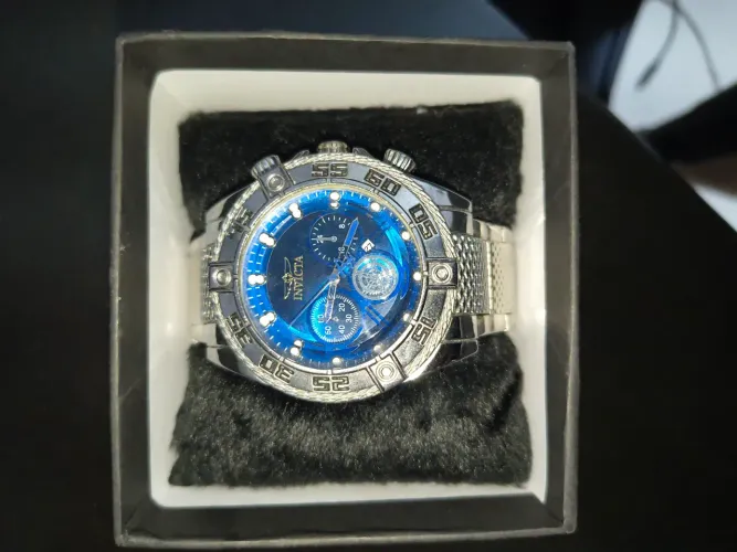 Relógio Estilo Invicta (Fundo Azul)