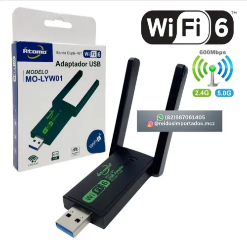 Adaptador USB banda dupla wi-fi+bluetooth 2.4G & 5G