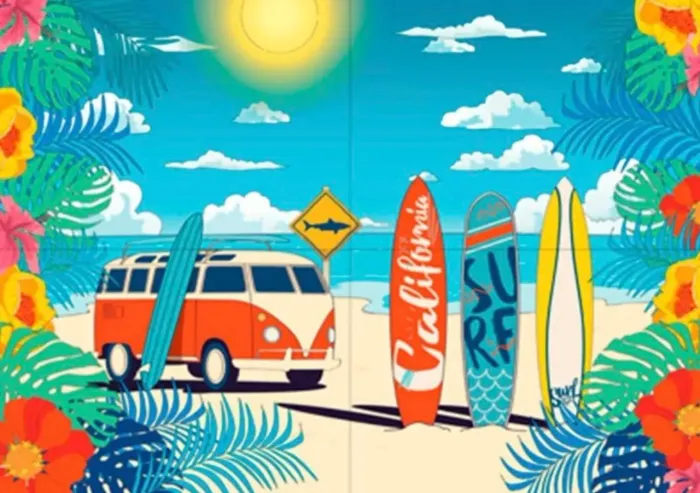 Painel Gigante 4 folhas Tema Surf