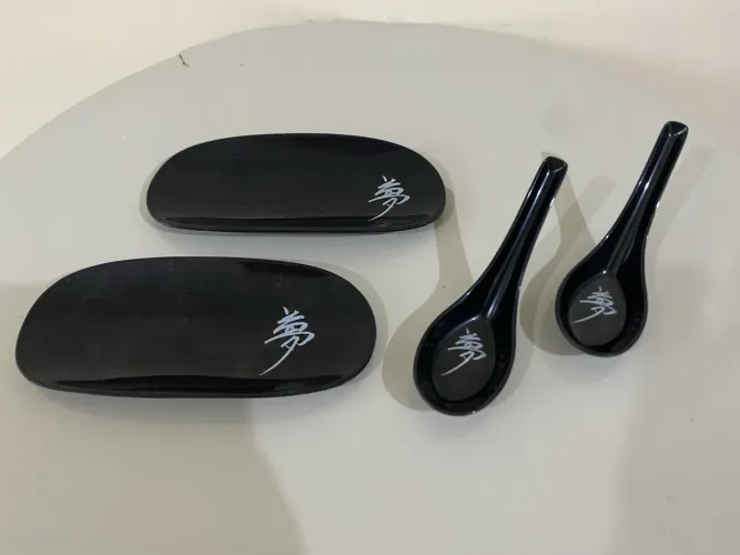 2 bases para hashi + 2 colheres finger food - coleção by kenzo takada