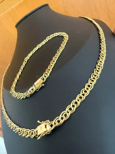 Corrente e Pulseira Romana de ouro 18k procedência garantia eterna