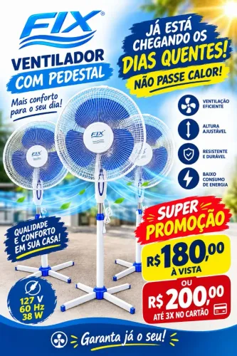 Ventilador novos marca fix três pás 3 velocidades 127 volts