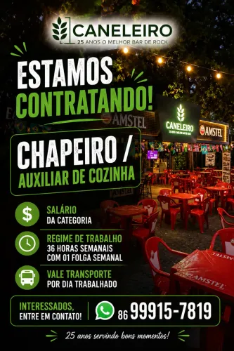 Vaga de emprego para chapeiro/auxiliar de cozinha