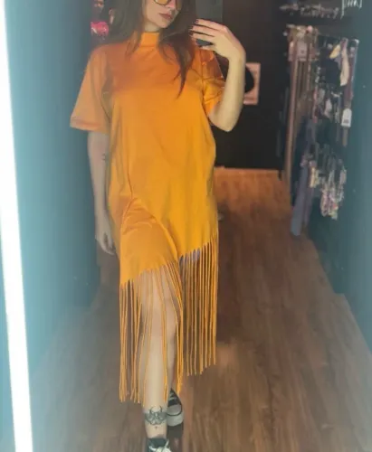 vestido farm laranja tamanho M