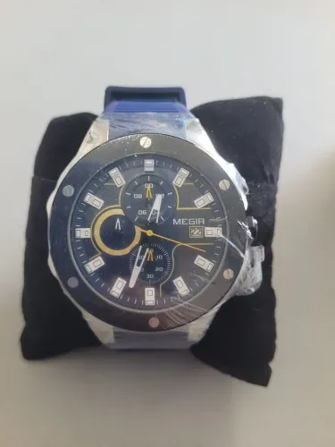 Relógio Megir 45mm Pulseira azul novo