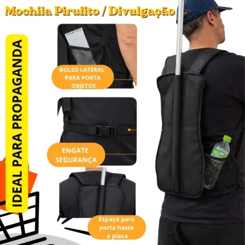 Mochila pirulito para marketing e propaganda ( Sem Haste e Sem Placa)