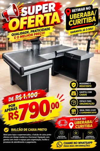Balcão de caixa preto