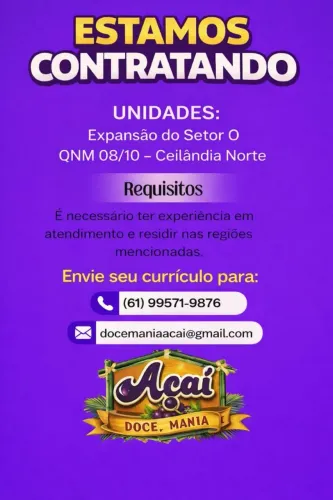 Vaga para atendente