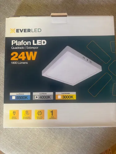 Plafon LED Quadrado Sobrepor 24W Everled - Novo / Na Caixa 3 unidades 