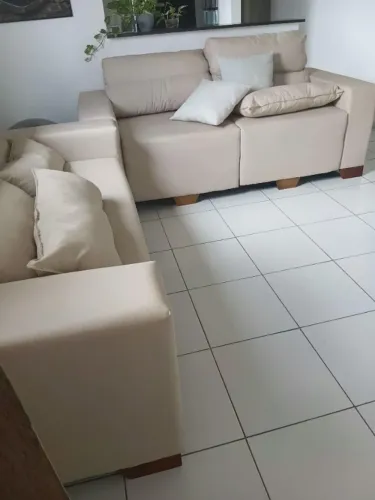 Sofá 06 lugares tecido impermeável acqua Block bege