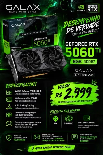 Placa de Video Rtx 5060 Ti 8gb