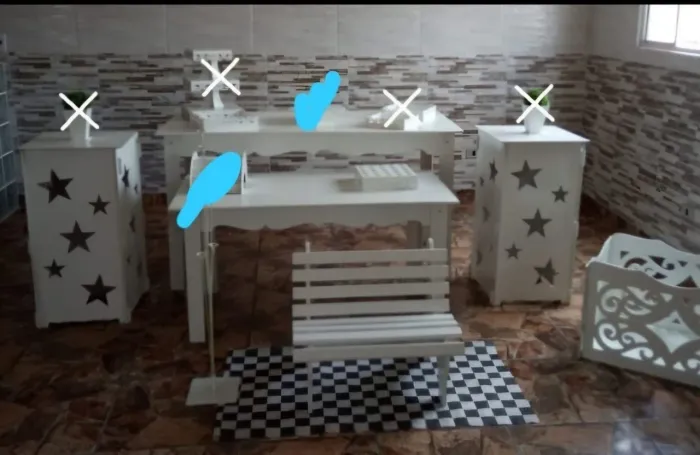 KIT MESAS/CUBOS/BANQUINHO MDF PARA FESTA E EVENTOS