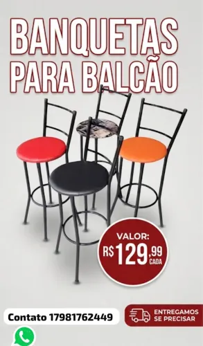 BANQUETA NOVA PARA BALCÃO ENTREGAMOS NO CONFORTO DO SEU LAR 
