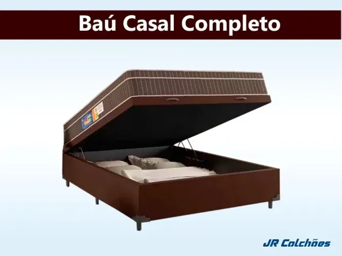 Baú Casal Completo - Cama Box Casal Baú com Colchão