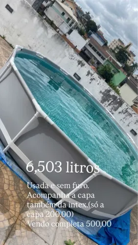 Vendo piscina intex de alumínio e pvc rígido 6,503 litros,sem avaria ou furos.