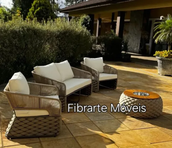 Jogo sofá 4 lugares Corda Náutica em alumínio