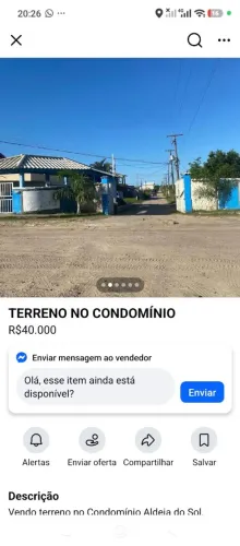 Vendo terreno terreno no condomínio Aldeia do Sol região dos lagos, São Pedro da Aldeia.