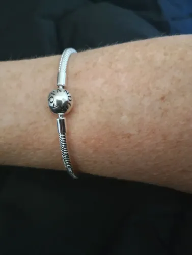 Linda Pulseira fecho bolinha em Prata 925 - Tamanho 19cm