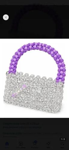 Bolsa de miçangas roxa e transparente