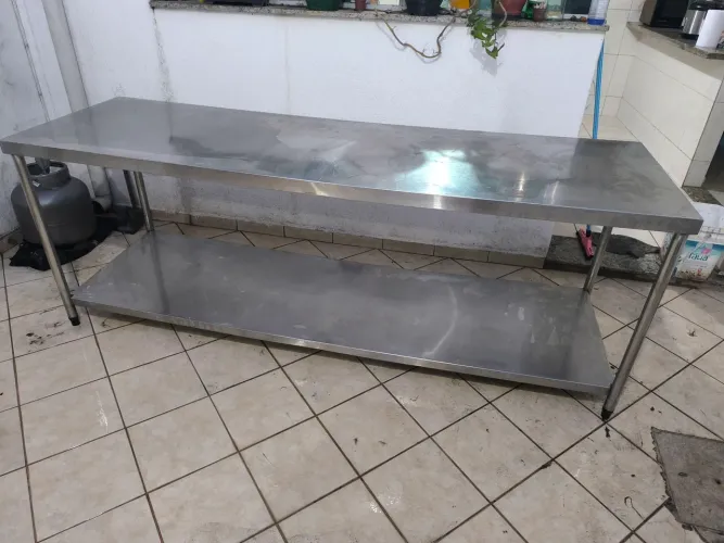 Bancada c/ prateleira aço inox alta qualidade 2,30 X 70 X 90