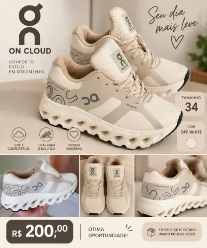 Tênis On Cloud Off White | Tamanho 34