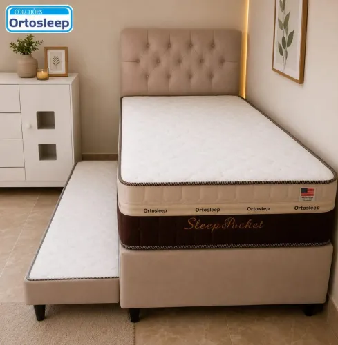 Cama solteiro com auxiliar