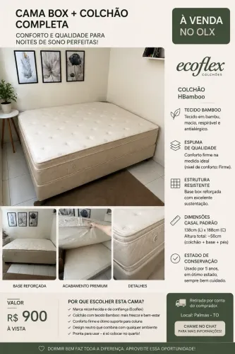 Cama Box Casal Ecoflex + Colchão - 900 reais