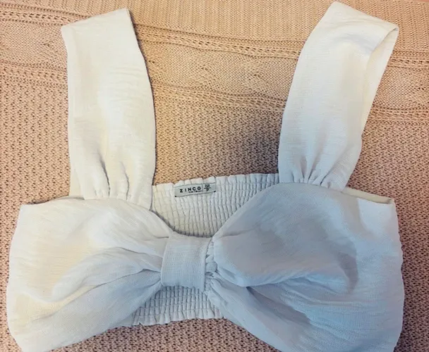 cropped zinco branco laço p