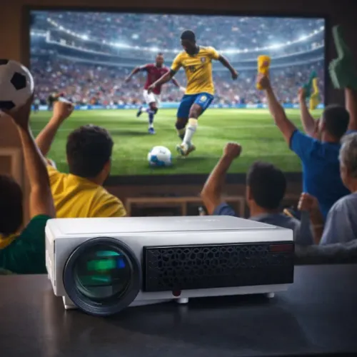 Projetor LED Tomate MPR-2002 3000 Full HD 1080p HDMI USB LCD Branco Para a Copa do Mundo