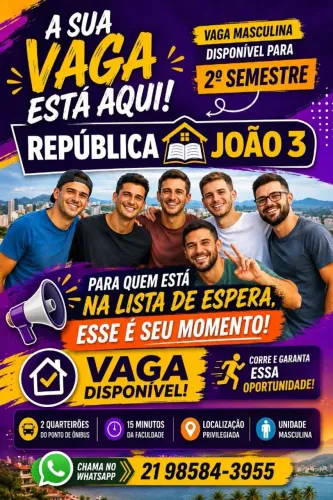 REPÚBLICA 3 MARIAS VAGAS MASCULINA