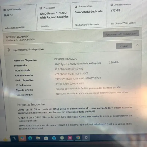 Notebook ASUS VivoBook GO15