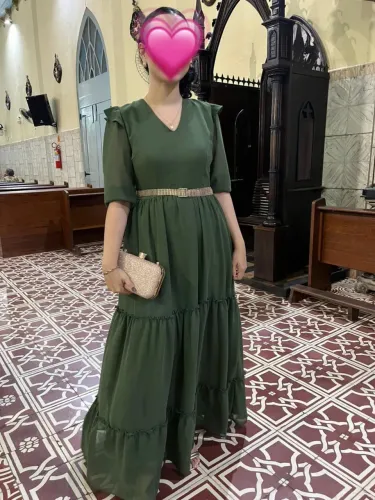 Vestido verde oliva - madrinha casamento - modesto