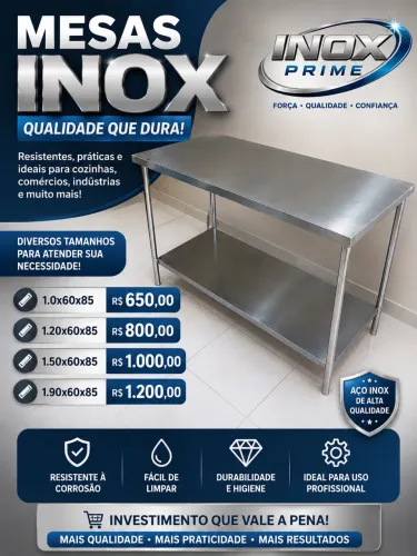 Promoção de mesas em inox a pronta entreg
