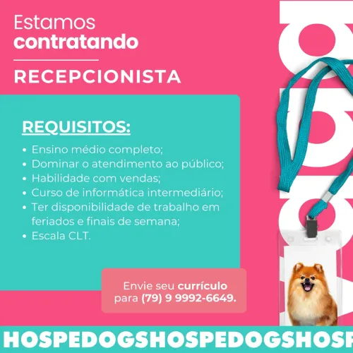 RECEPCIONISTA: VAGA ABERTA