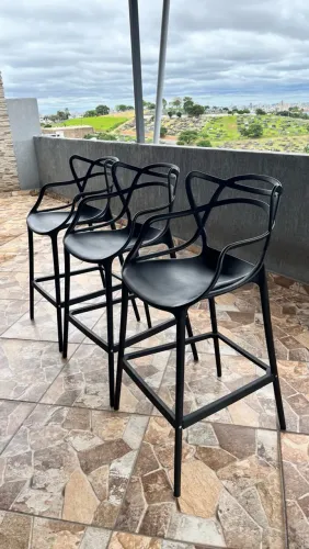 Banquetas Allegra preta kit c/3