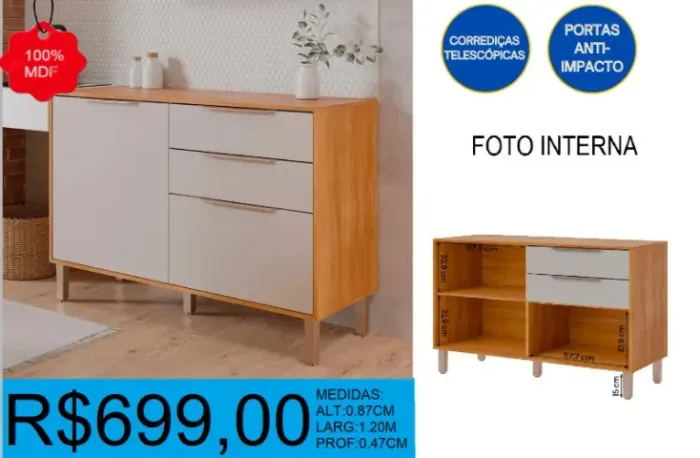 Balcão para cozinha - frete gratuito e parcelamos até 12X sem juros!