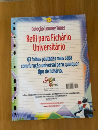 Refil fichário Looney tunes 96 personalizadas. folhas. Vintage