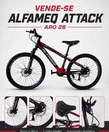 BICICLETA MTB ARO 26 - FREIO A DISCO E SUSPENSÃO