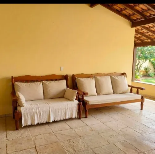 Conjunto de sofa madeira maciça