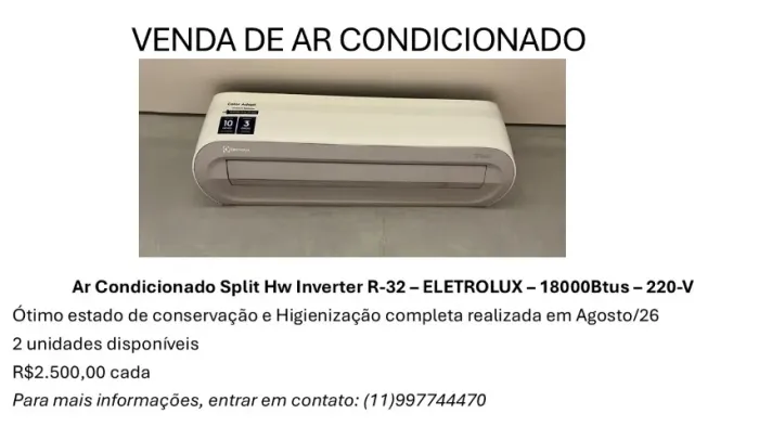 Ar Condicionado Eletrolux 18000btus - 220V