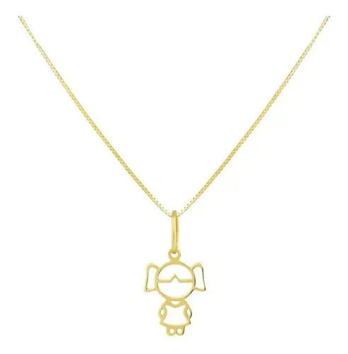 Pingente Menina Filha Boneca Ouro 18 KIlates 15 mm