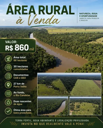 Área de 86 hectares