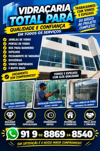 VIDRAÇARIA COMPLETA - BOX, ESPELHOS, PORTAS E SACADAS