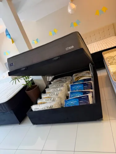 Cama de Casal BAÚ COM COLCHÃO NOVO - Entrego!
