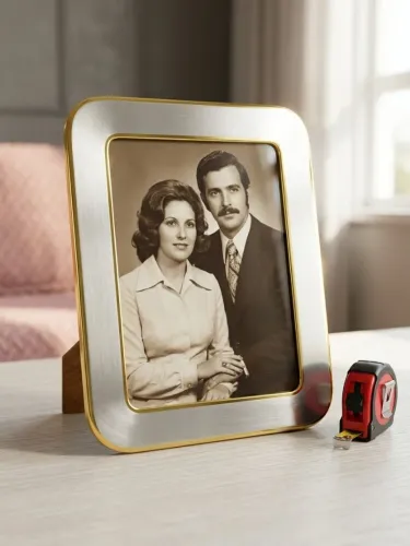 Porta-Retrato Vintage Metal Maciço Gemar (17x22 cm) - Peça Encorpada Anos 70/80