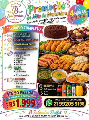 Buffet de churrasco e festa infantil