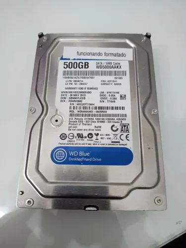 HD WD Blue 500GB SATA Funcionando e Formatado